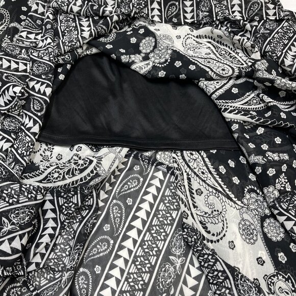Express Skirt Womens M Black Mixed Paisley Chiffon Midi Asymmetrical Western - Picture 4 of 9